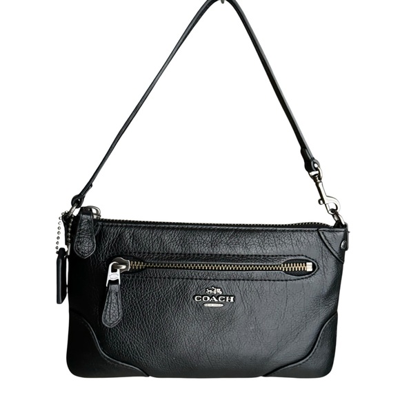 Coach Mickie Leather Mini Bag Black Handbag Demi Wristlet Women’s - Picture 1 of 17